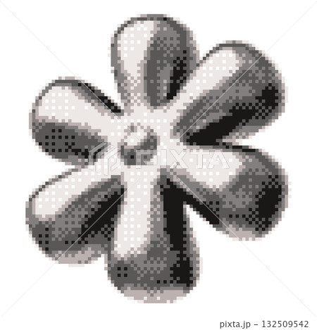 3D glossy chrome flower figure melted metal surface vector pixel art, retro Y2K aesthetic silver chamomile squared emoji 3D glossy chrome flower figure melted metal surface vector pixel art, retro Y2K aesthetic silver chamomile squared emoji 132509542