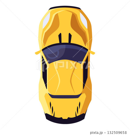 Yellow super car top view, racing sport vehicle, vector speed drift automobile, extreme auto transport design from above Yellow super car top view, racing sport vehicle, vector speed drift automobile, extreme auto transport design from above 132509658