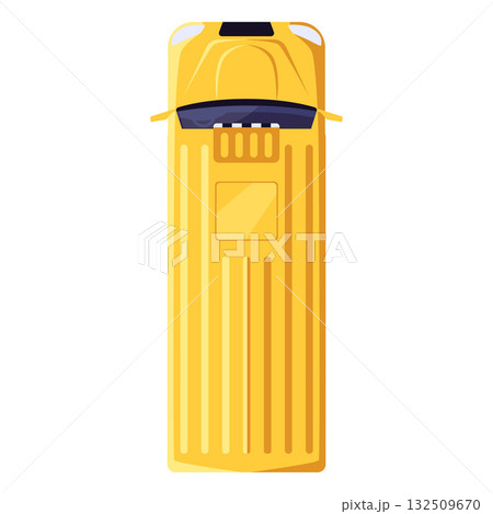 Yellow bus top view, school bus, public vehicle transport, student transportation, vector cartoon van car cargo delivery 132509670