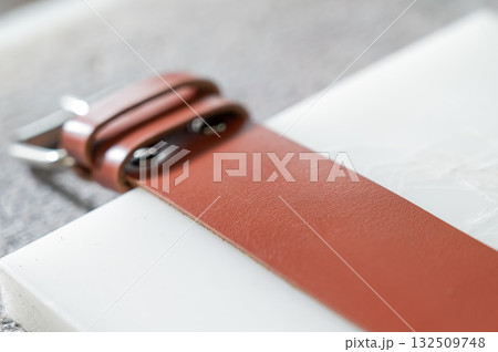 Close up of leather belt. Close up of leather belt. 132509748
