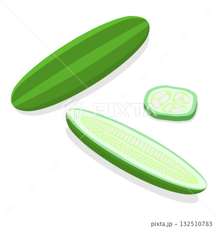 3D Isometric Flat Vector Set of Fresh Sliced Vegetables, Healthy Food. Item 3 132510783