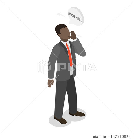 3D Isometric Flat Vector Illustration of Sign Language, Character Showing Simple Sign Language Phrases, Greetings, Thank You, Help, Family. Item 1 132510829