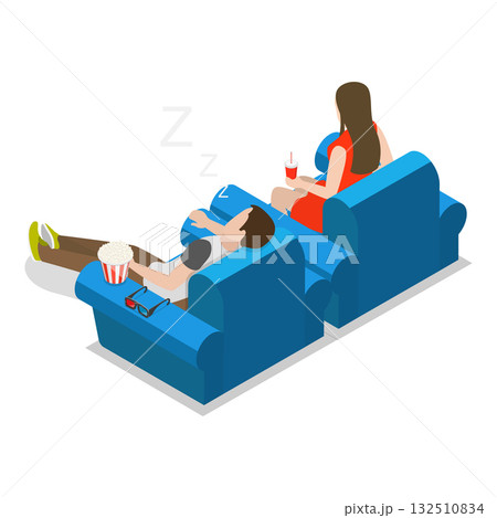 3D Isometric Flat Vector Illustration of Exhausted and Sleepy People, Fatigue and Drowsiness. Item 1 3D Isometric Flat Vector Illustration of Exhausted and Sleepy People, Fatigue and Drowsiness. Item 1 132510834