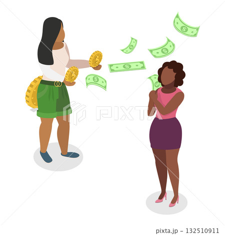3D Isometric Flat Vector Illustration of Charity and Donation, Kindness and Generosity. Item 1 132510911