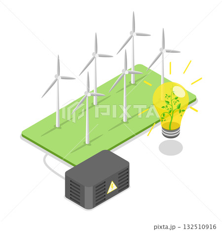 3D Isometric Flat Vector Illustration of Sustainable Energy Source, Alternative Resources. Item 2 3D Isometric Flat Vector Illustration of Sustainable Energy Source, Alternative Resources. Item 2 132510916
