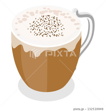 3D Isometric Flat Vector Set of Coffee Beverages, Cafe Menu. Item 8 3D Isometric Flat Vector Set of Coffee Beverages, Cafe Menu. Item 8 132510949