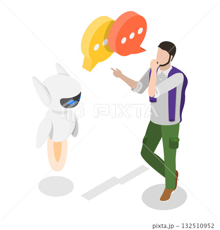 3D Isometric Flat Vector Illustration of Prompt Engineering, AI Technologies. Item 1 132510952