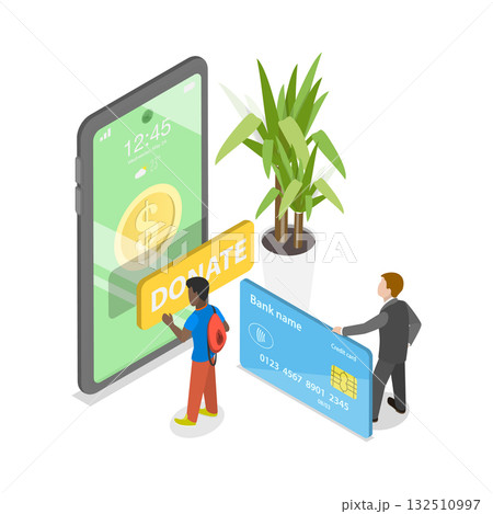 3D Isometric Flat Vector Illustration of Charity Services, Promoting Help And Support For Those In Need. Item 3 132510997