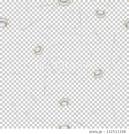 Halloween pattern spiders crawling on web. Watercolor illustration is hand-drawn in childish style. Seamless print isolated from background is suitable for textiles, fabrics, clothing, wallpaper paper 132511198