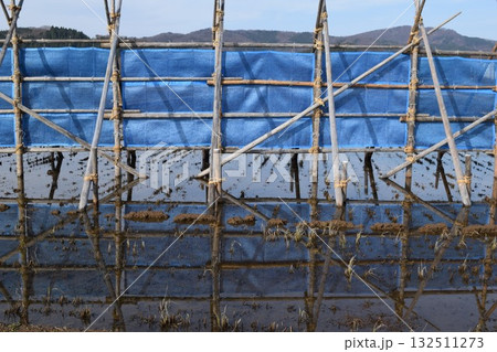 防雪柵 雪国の線路の吹雪対策 防雪柵 雪国の線路の吹雪対策 132511273