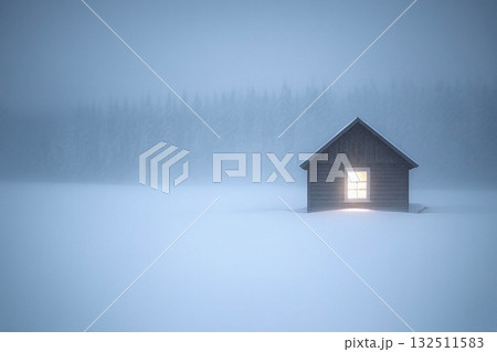 静寂の雪景色 人の気配が消えた冬の記憶と温もりの痕跡 静寂の雪景色 人の気配が消えた冬の記憶と温もりの痕跡 132511583