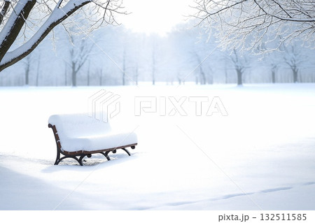 静寂の雪景色 人の気配が消えた冬の記憶と温もりの痕跡 132511585