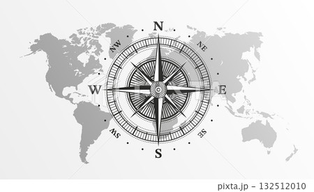 Nautical Compass windrose. Travel, tourism or exploration concept. Vector illustration. Nautical Compass windrose. Travel, tourism or exploration concept. Vector illustration. 132512010