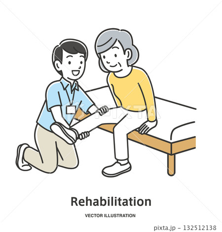 脚のリハビリを受ける年配の女性 脚のリハビリを受ける年配の女性 132512138