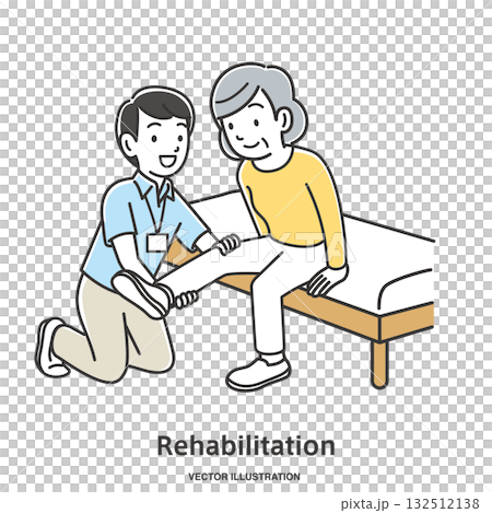 脚のリハビリを受ける年配の女性 脚のリハビリを受ける年配の女性 132512138