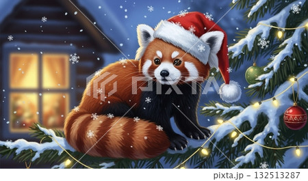 クリスマスツリーと可愛い猫 クリスマスツリーと可愛い猫 132513287