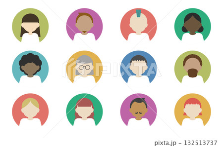フラットイラスト:人物プロフィール用アイコン フラットイラスト:人物プロフィール用アイコン 132513737