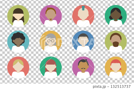 フラットイラスト:人物プロフィール用アイコン フラットイラスト:人物プロフィール用アイコン 132513737