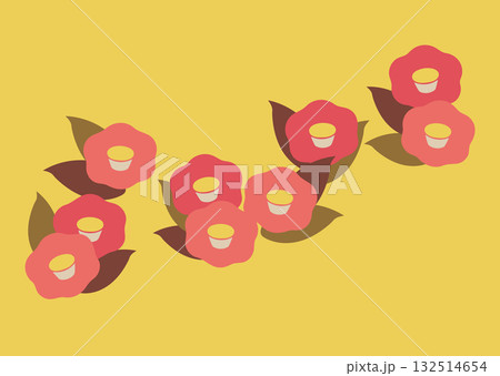 椿の花のある金色の背景のベクターイラスト 椿の花のある金色の背景のベクターイラスト 132514654