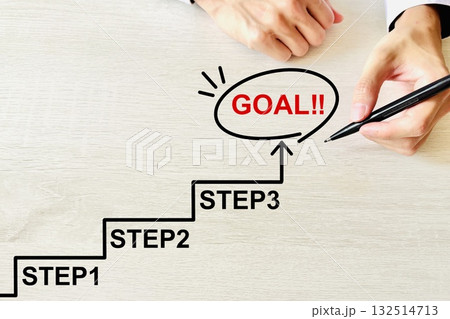 ゴールへのステップを書き出す人 132514713