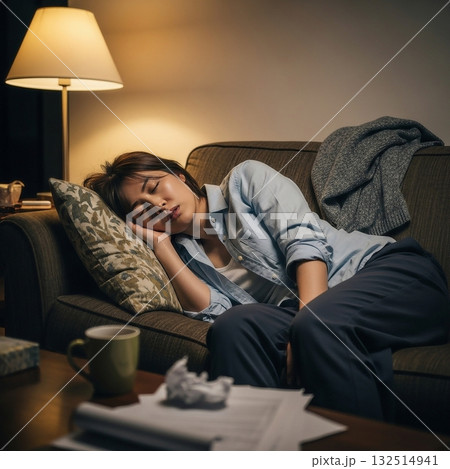 疲れてぐったりする若い女性4 132514941