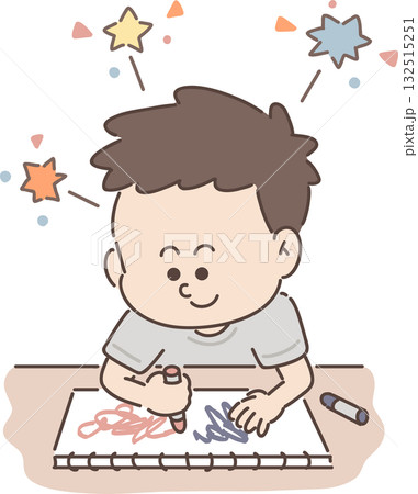 保育・福祉・教育向け｜男の子のポーズ集 【お絵描きで遊ぶ男の子】 132515251