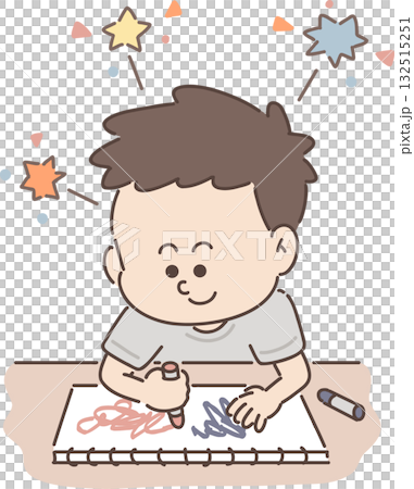 保育・福祉・教育向け｜男の子のポーズ集 【お絵描きで遊ぶ男の子】 132515251