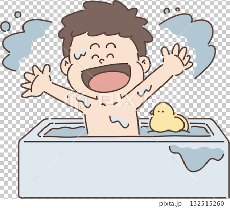 For childcare, welfare, and education | Boy's pose collection [Boy taking a bath] 132515260