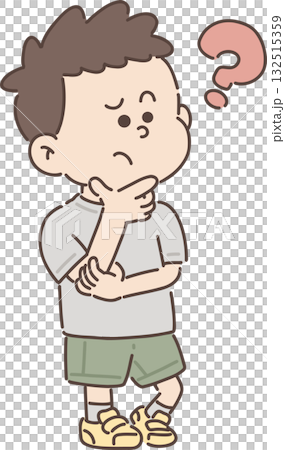 Childcare, welfare, and education | Boys' pose collection [Thinking boy] 132515359