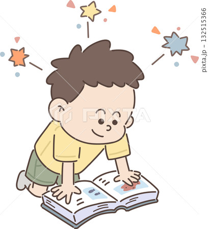 保育・福祉・教育向け｜男の子のポーズ集 【本を読む男の子】 132515366