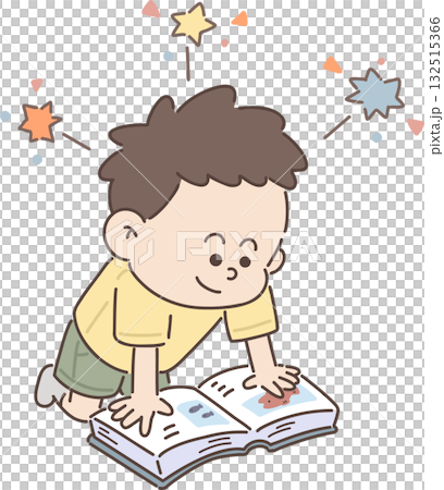 保育・福祉・教育向け｜男の子のポーズ集 【本を読む男の子】 132515366