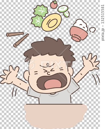 保育・福祉・教育向け｜男の子のポーズ集 【好き嫌いで泣く男の子】 132515581