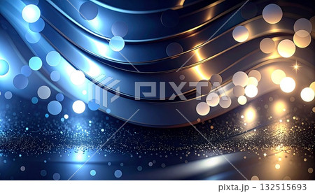 メタリックな波紋が広がる抽象背景 132515693