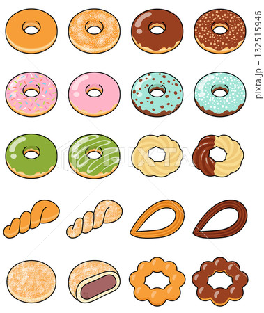 ドーナツのアイコンセット 132515946