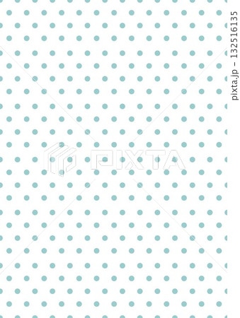 水玉パターンのドット柄テクスチャー背景イラスト　白バック　縦　青緑色トルコブルー　ベクター 132516135