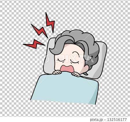 いびきをかいて寝ている高齢女性のイラスト 132516177