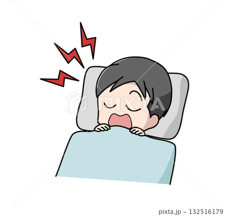 いびきをかいて寝ている男性のイラスト 132516179