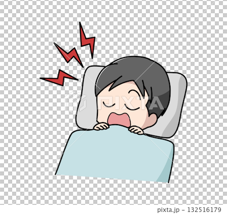 いびきをかいて寝ている男性のイラスト 132516179