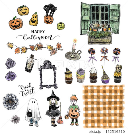 おばけとカボチャのハロウィン雑貨イラストセット(透過PNG) おばけとカボチャのハロウィン雑貨イラストセット(透過PNG) 132516210
