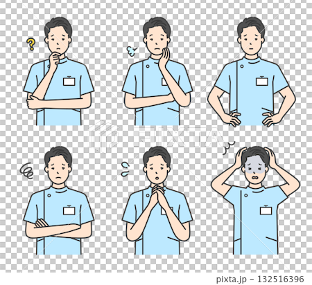 焦慮/困擾的護士圖示集庫存插圖 焦慮/困擾的護士圖示集庫存插圖 132516396