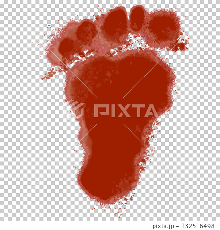 Scary footprints with blood splatter silhouette 132516498