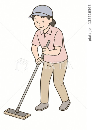 就労支援　職業訓練　軽作業（清掃・シール貼り・箱詰め）のイラスト 132516568