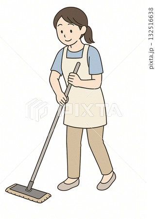 就労支援　職業訓練　軽作業（清掃・シール貼り・箱詰め）のイラスト 132516638