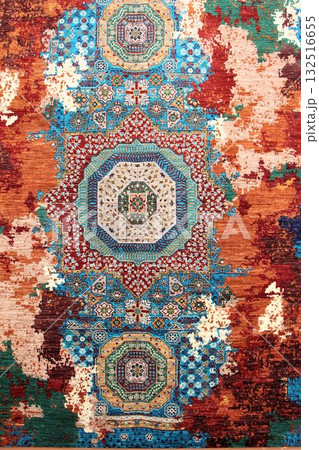 高級なトルコ絨毯の柄パターン、ダブルノット織り 132516655