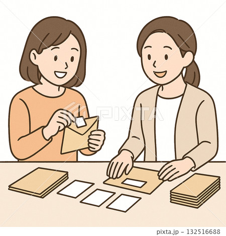 就労支援 職業訓練 軽作業(清掃・シール貼り・箱詰め)のイラスト 就労支援 職業訓練 軽作業(清掃・シール貼り・箱詰め)のイラスト 132516688