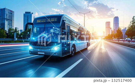 Red London double-decker bus at an urban public transport stop, a perfect city travel and tourism vehicle 132517400