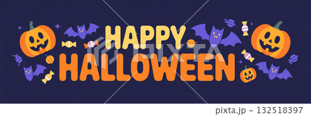 シンプルでかわいいハロウィンバナーイラスト 132518397