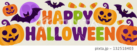 シンプルでかわいいハロウィンバナーイラスト 132518403