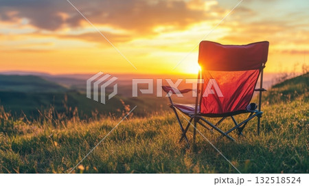 Sunset view from a hilltop chair. 132518524