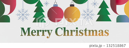 シンプルでかわいいクリスマスバナーイラスト シンプルでかわいいクリスマスバナーイラスト 132518867